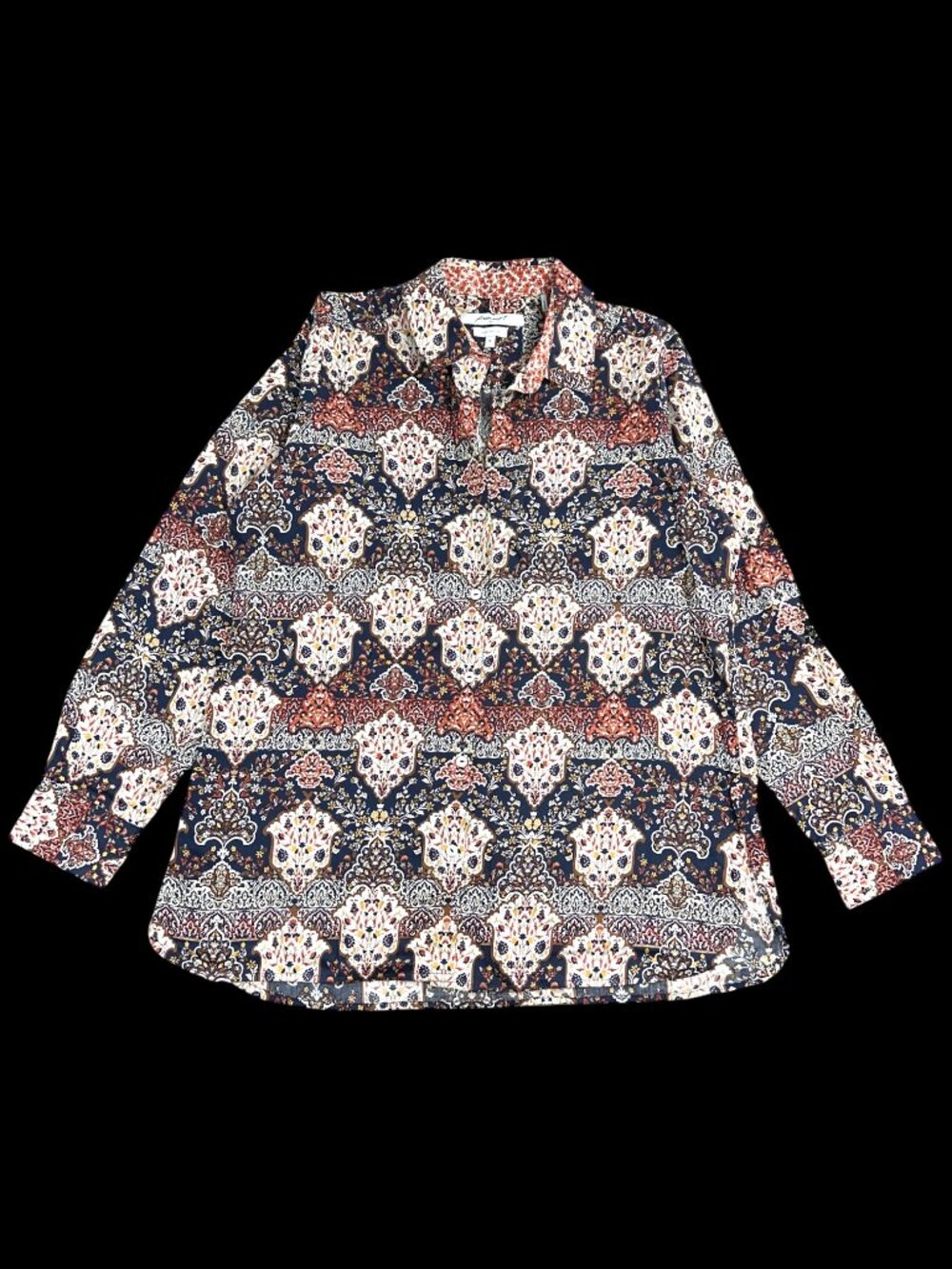 Vintage Foxcroft Boho Medallion Button Down